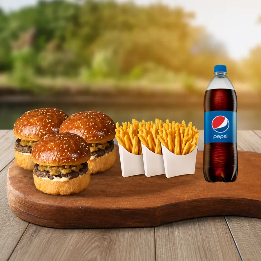 Aile Et Burger Menü ( 3* 60gr.)